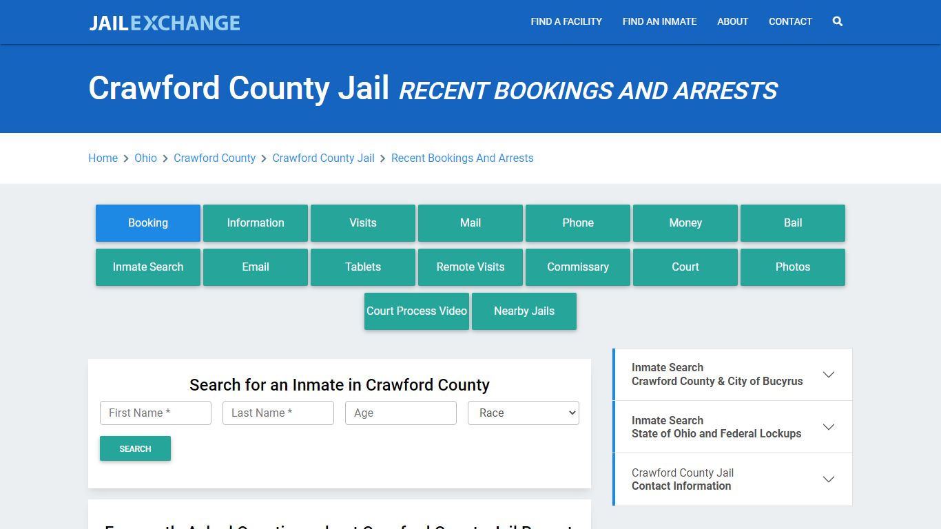 Crawford County Jail OH Recent Arrests and Bookings - Jail Exchange